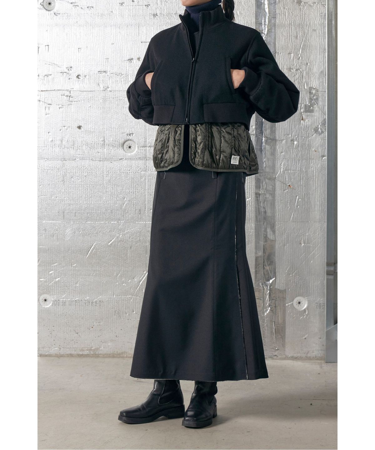 래코드(RECODE) Wool Mixed Bomber Jumper_RQUAW23525BKX