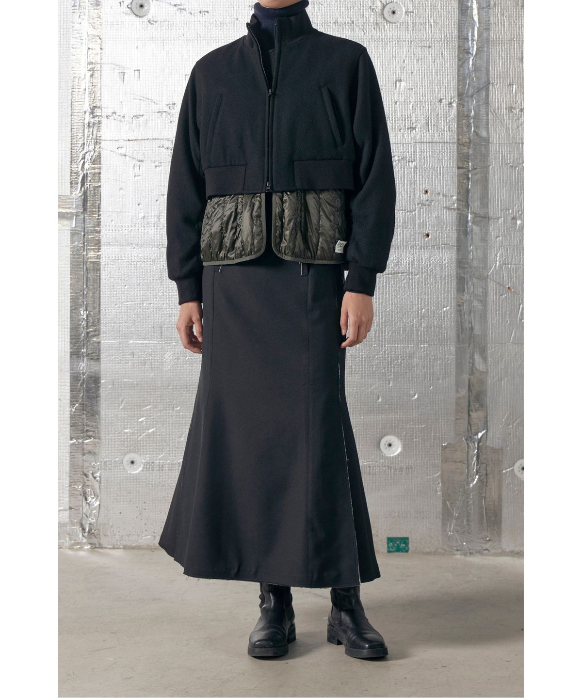 래코드(RECODE) Wool Mixed Bomber Jumper_RQUAW23525BKX