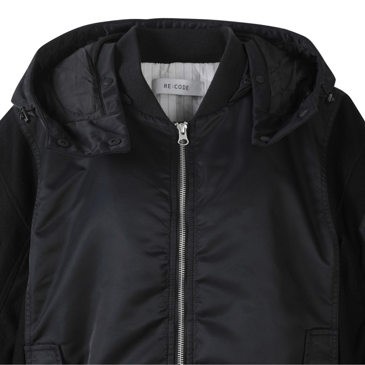 래코드(RECODE) Patch Work Hoodie Bomber Jumper_RQUAW23526BKX