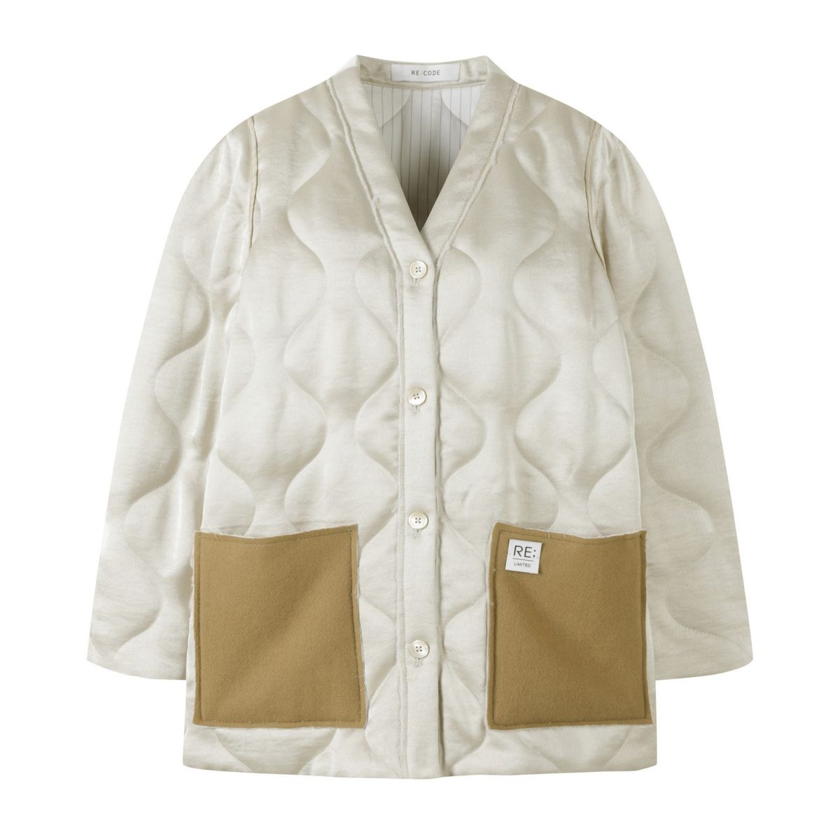 래코드(RECODE) Quilting Y Line Cardigan Jumper_RQUAW23524IVX