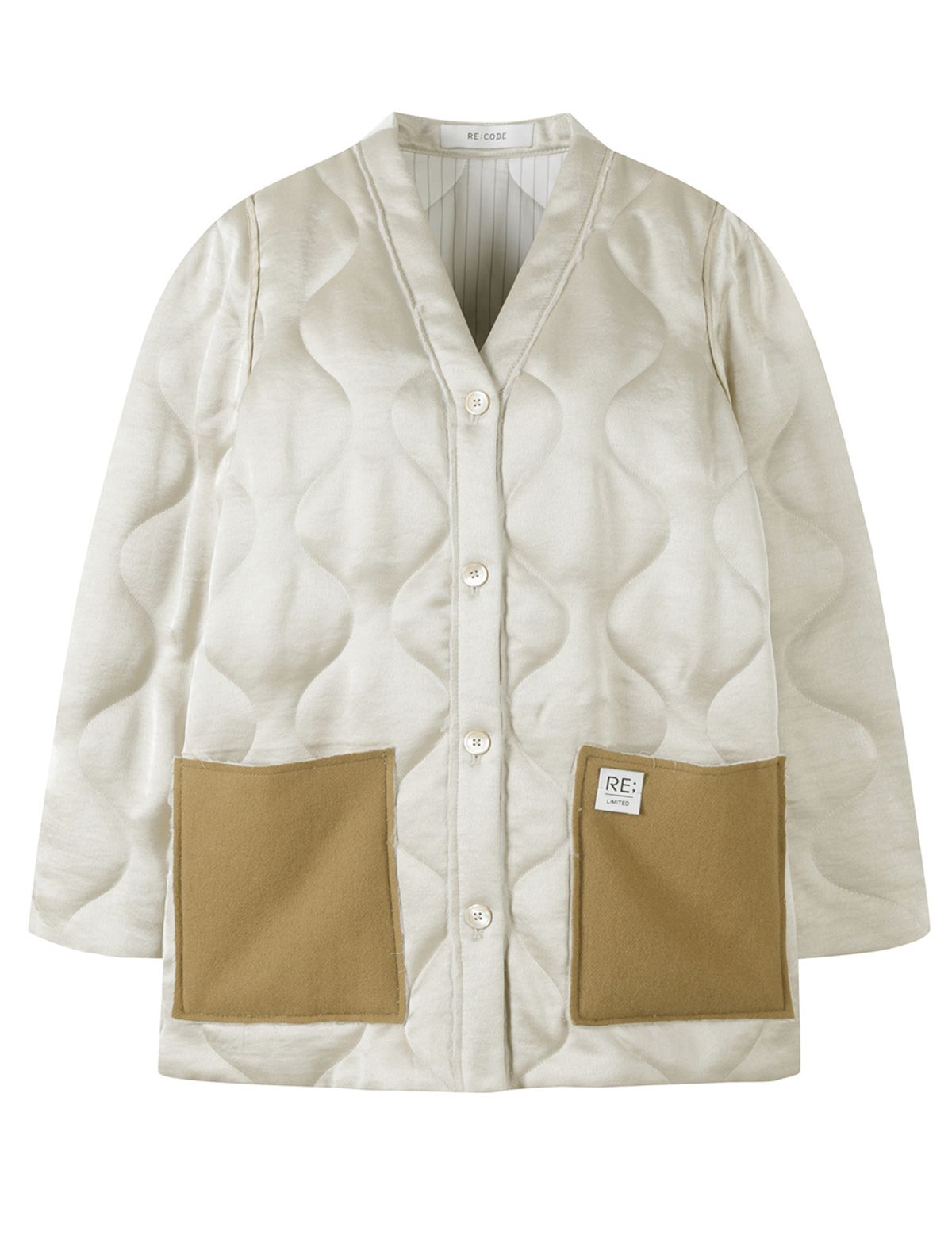 래코드(RECODE) Quilting Y Line Cardigan Jumper_RQUAW23524IVX