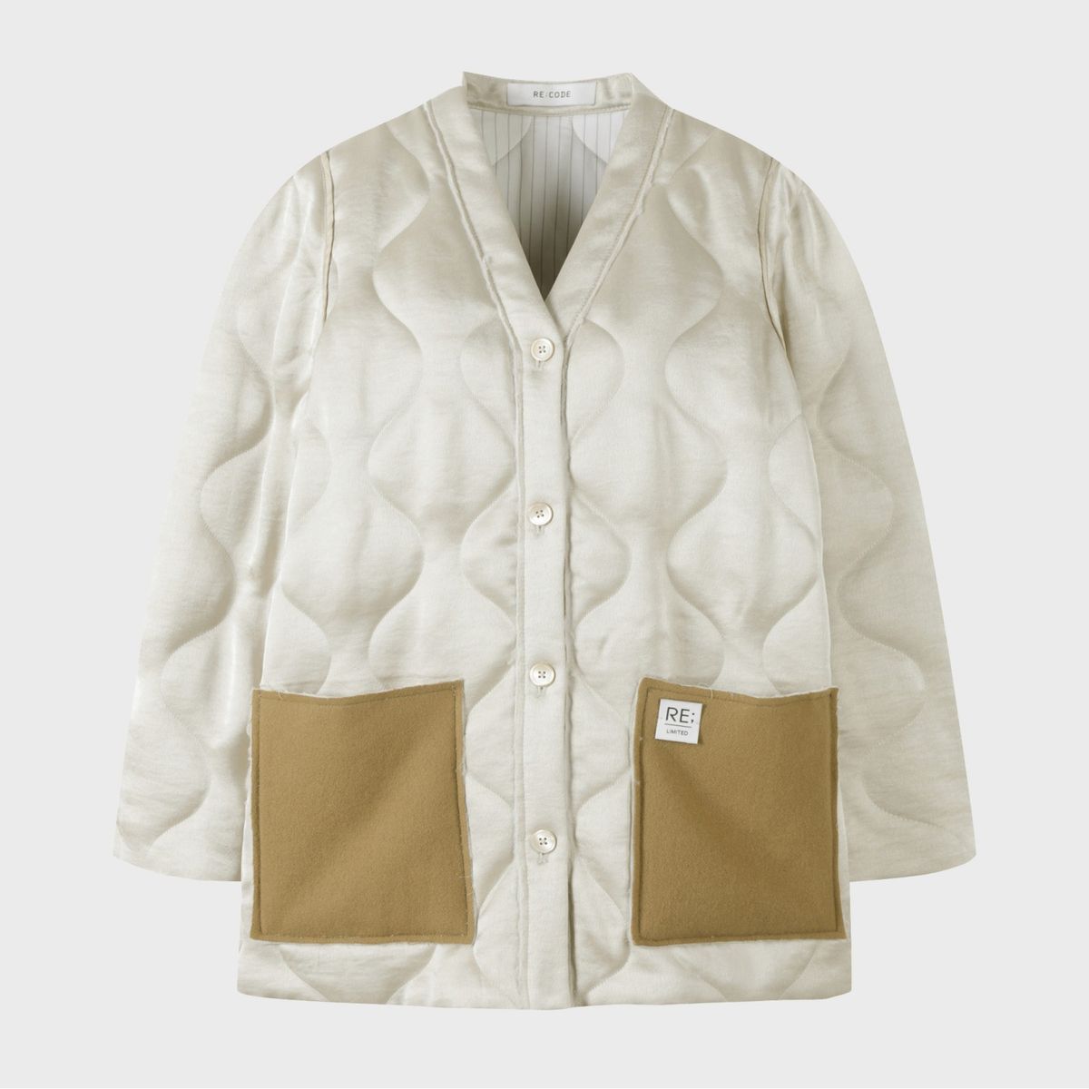 래코드(RECODE) Quilting Y Line Cardigan Jumper_RQUAW23524IVX