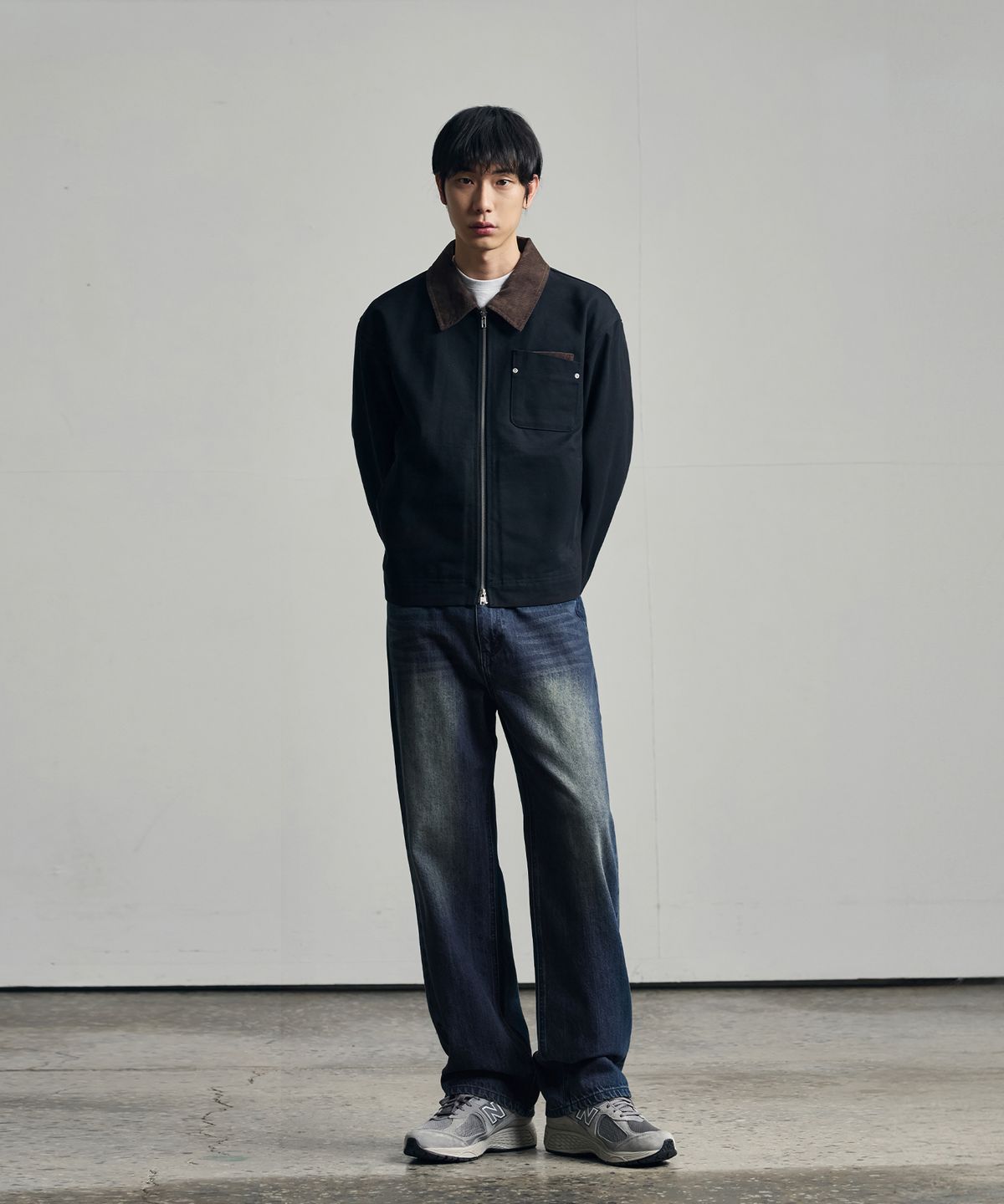 아워데이즈(OURDAYZ) 세미 와이드 데님 팬츠 [WASHED VINTAGE BLUE]