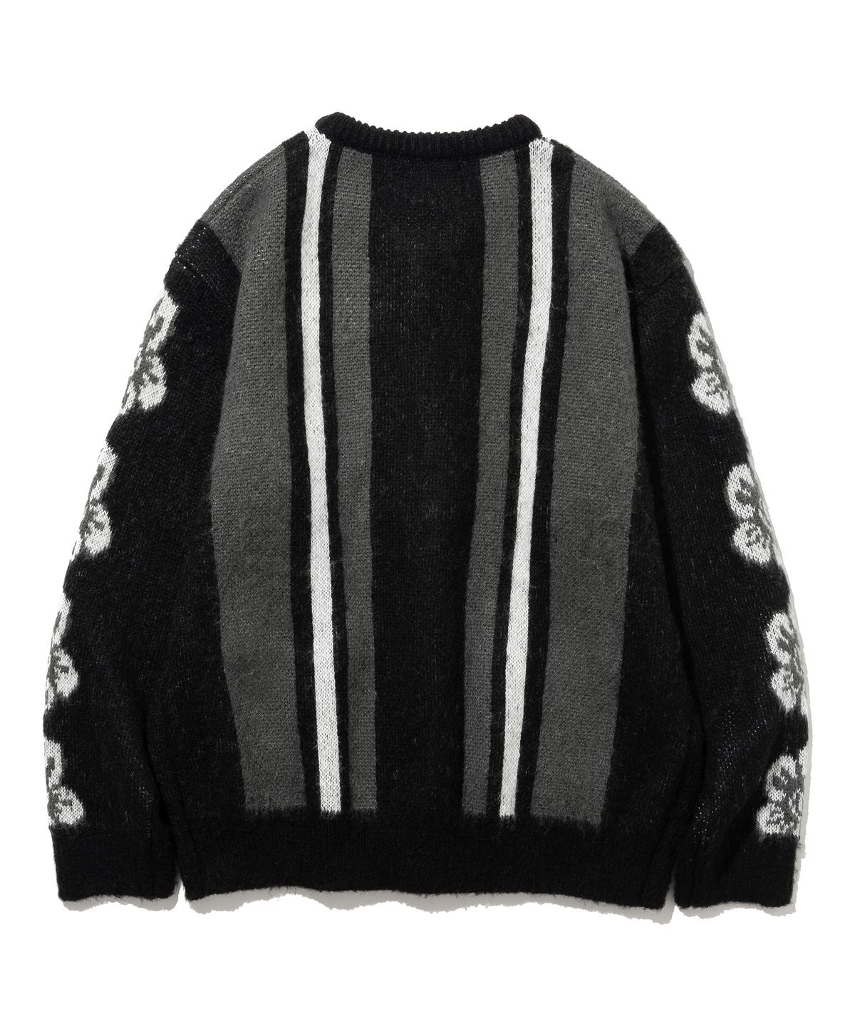 니티드(KNITTED) 벌키 브러쉬 플라워 가디건 BLACK