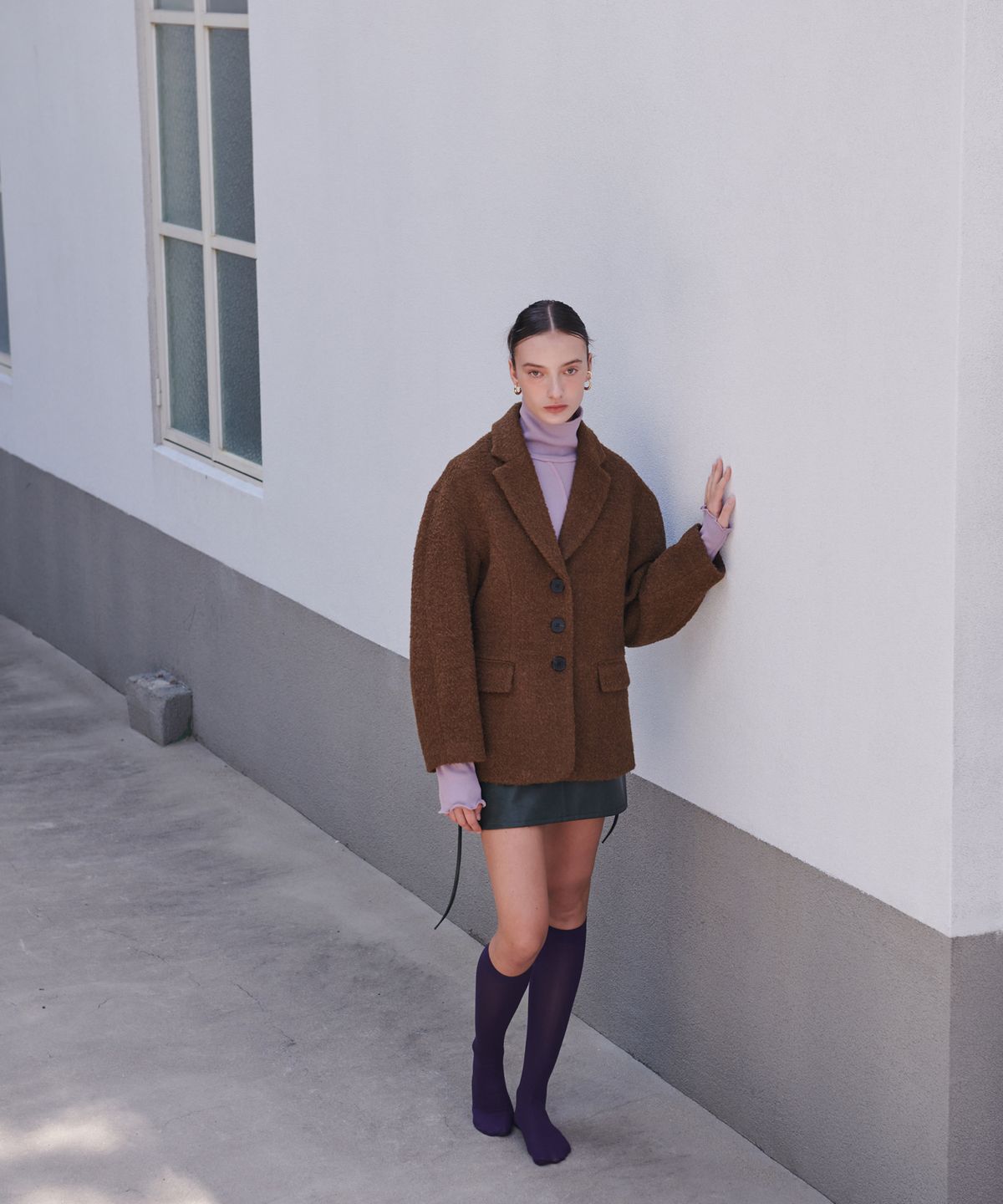 언뮤트(UNMUTE) HOURGLASS SILHOUETTE WOOL COAT (BROWN)