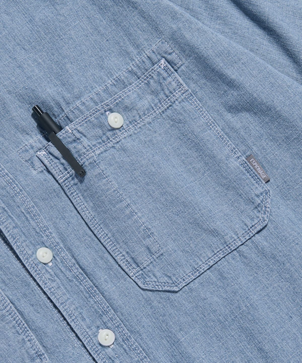 에스피오나지(ESPIONAGE) Chambray Work Shirt Washed Blue