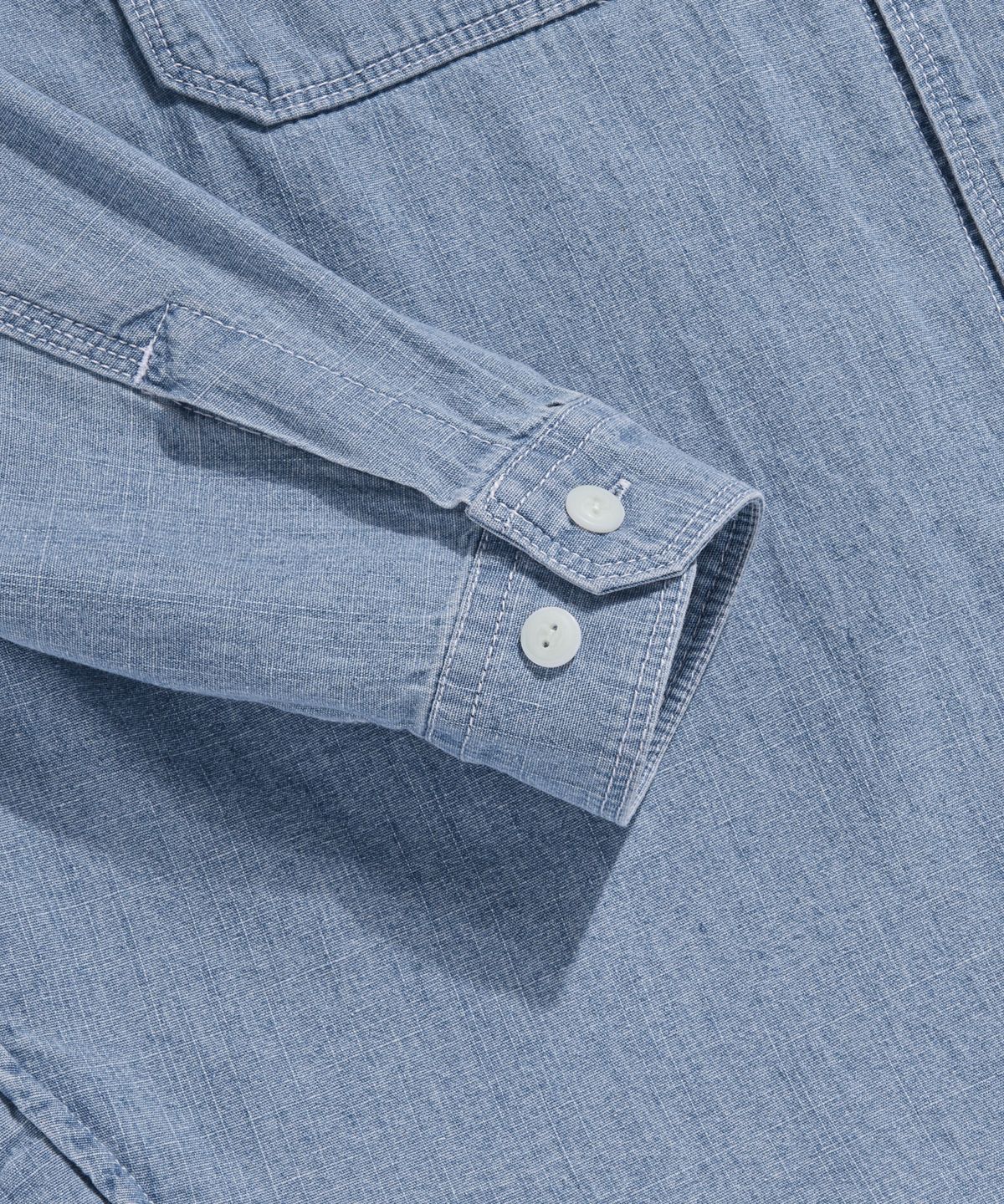 에스피오나지(ESPIONAGE) Chambray Work Shirt Washed Blue