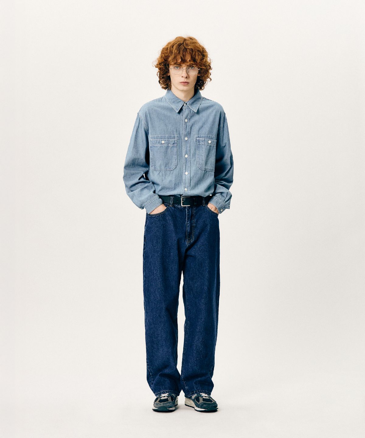 에스피오나지(ESPIONAGE) Chambray Work Shirt Washed Blue