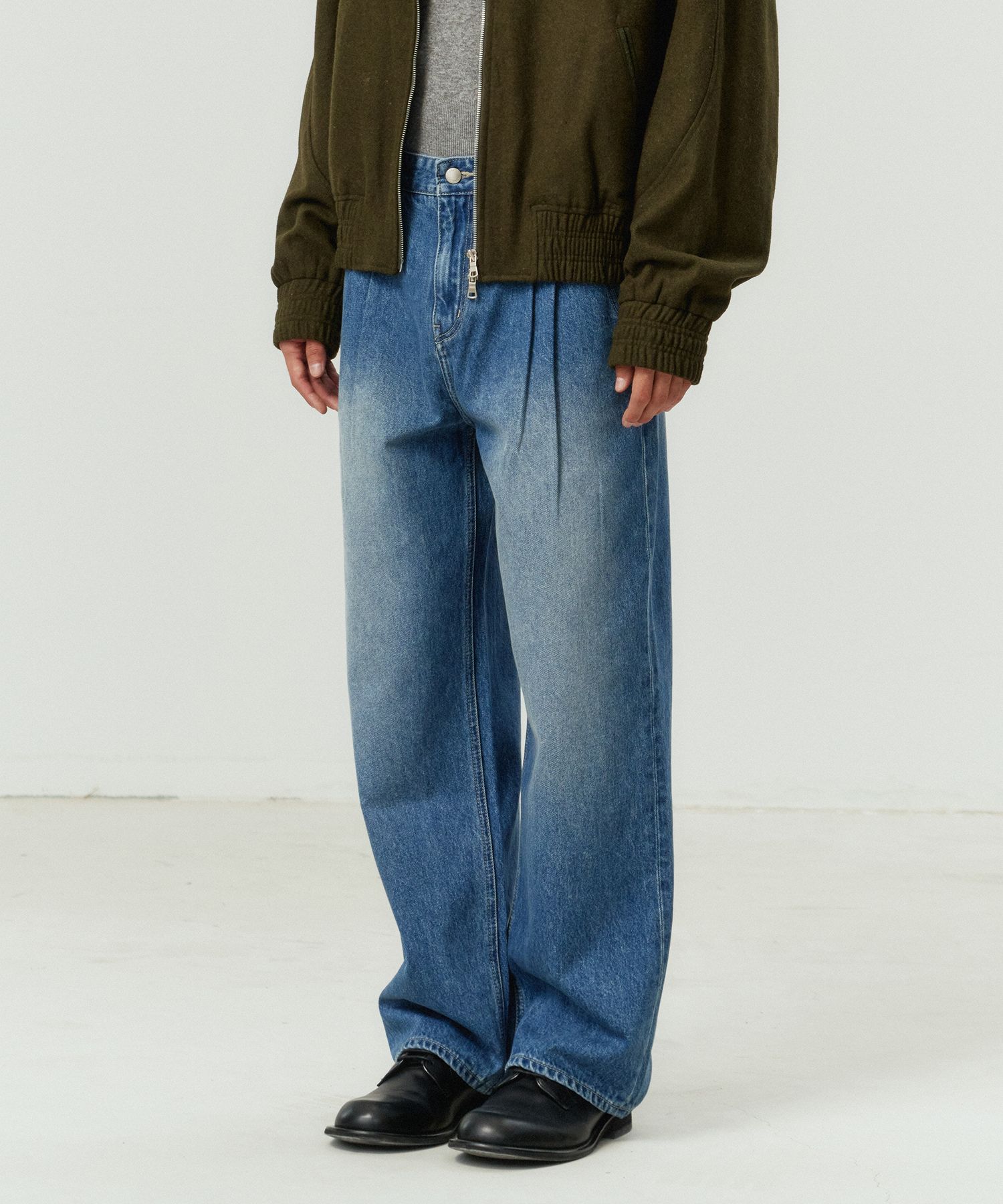 【2plan】Need Two Tuck Indigo Banding Pants 2plan】Need Two Tuck Indigo Banding Pants