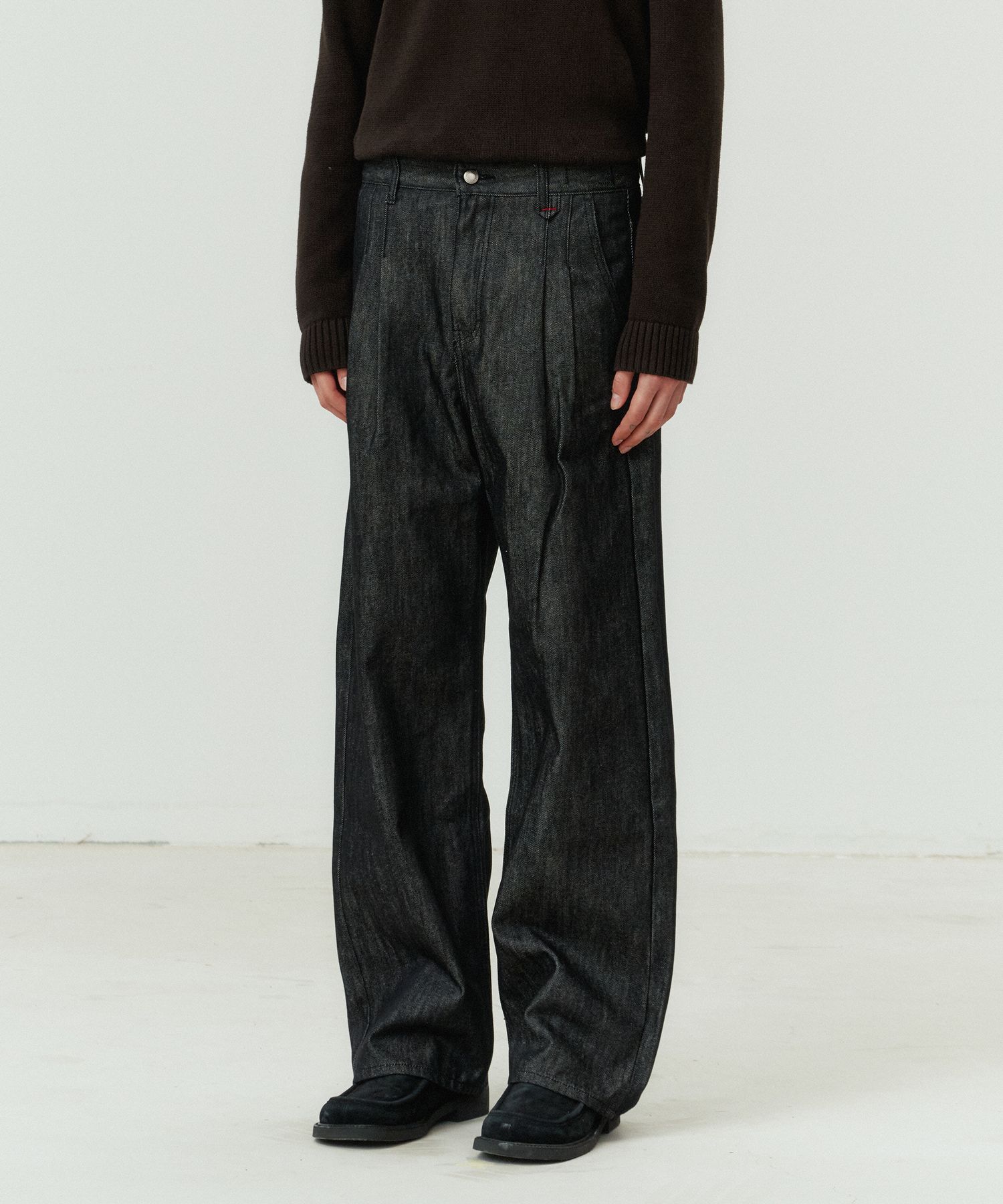 ★MUSINSA STANDARD★ Two tuck wide denim pants gray MMBNP103 MUSINSA | MUSINSA STANDARD Two Tuck Wide Denim Pants [Gray]