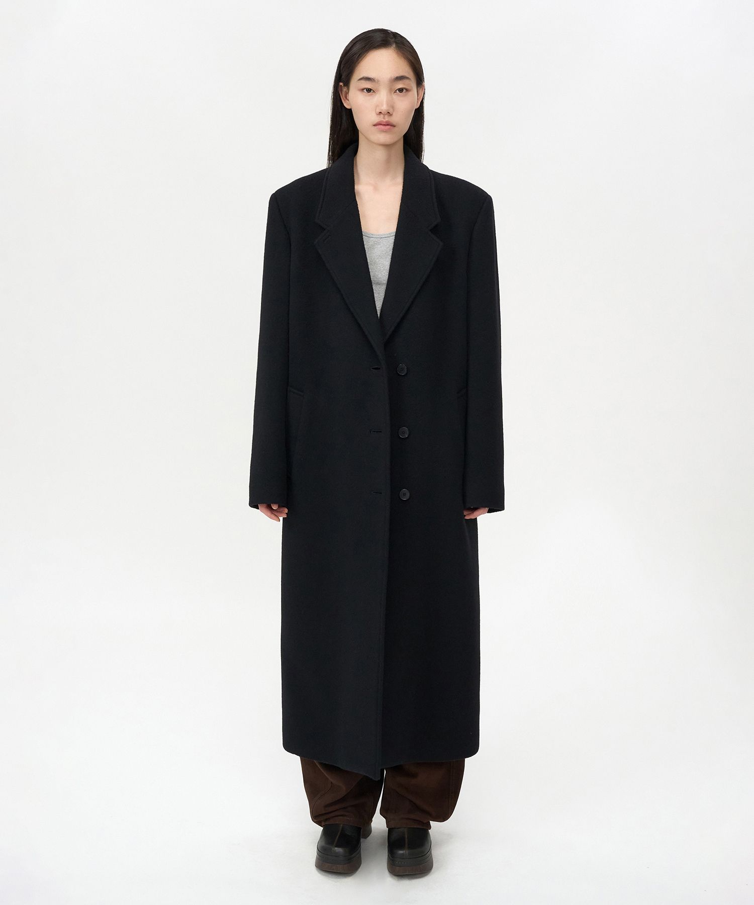 MUSINSA | INSILENCE WOMEN Classic Maxi Coat BLACK