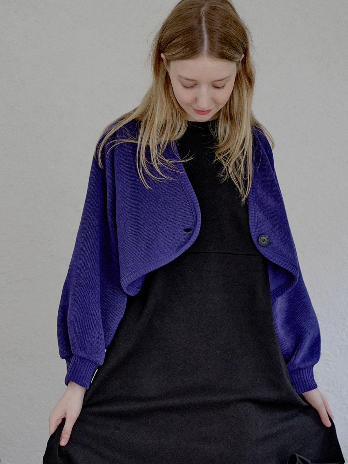 아방(AVANT-G) Bolero Oversized Knit Cardigan - VIOLET