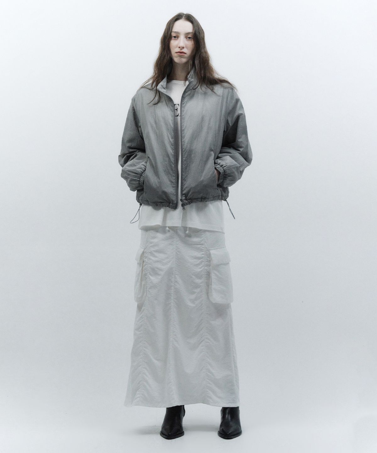 인사일런스 우먼(INSILENCE WOMEN) 쉬어 패디드 점퍼 LIGHT GREY