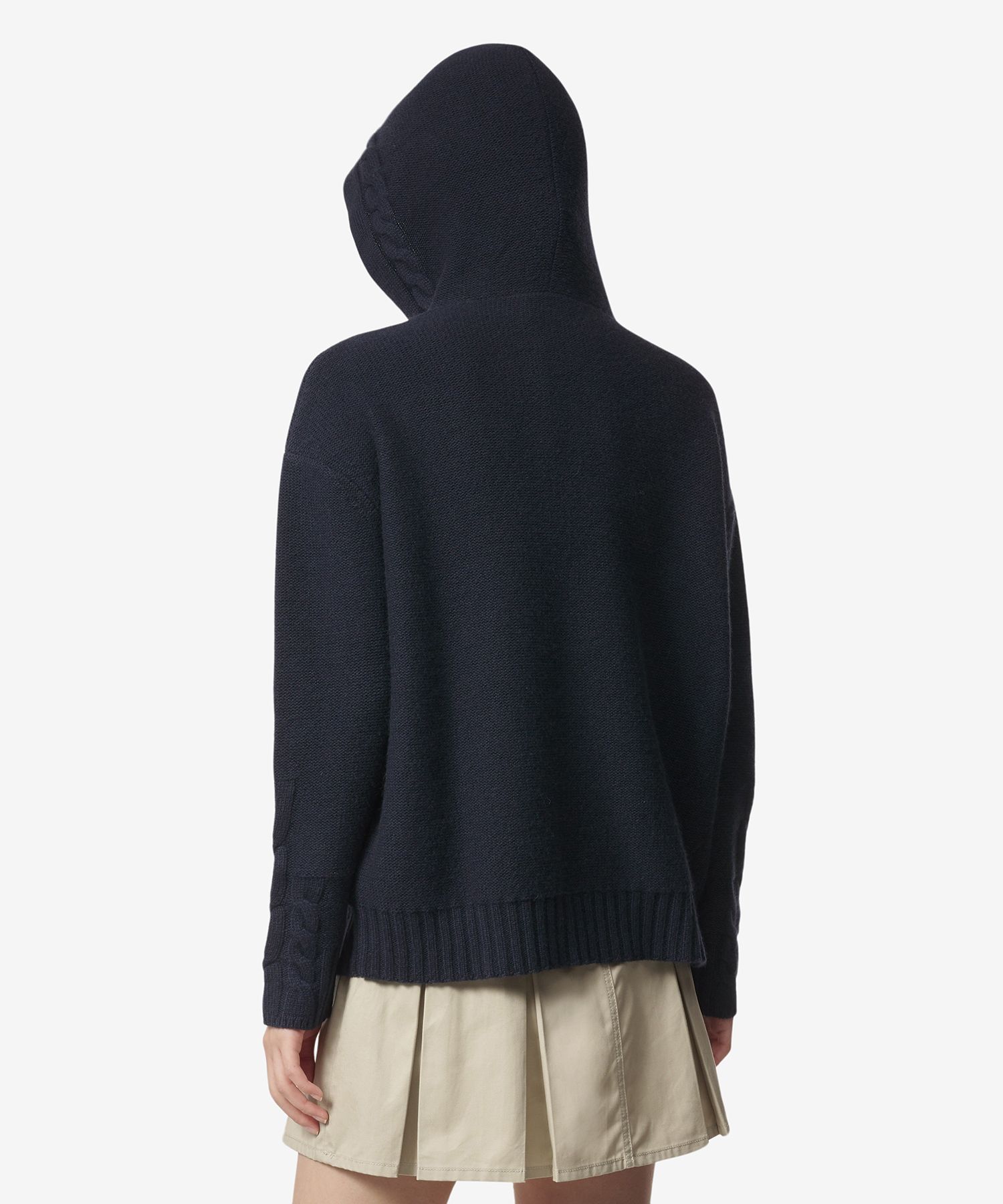 MUSINSA | S MAX MARA Anime Cable Knit Hood - Night Blue