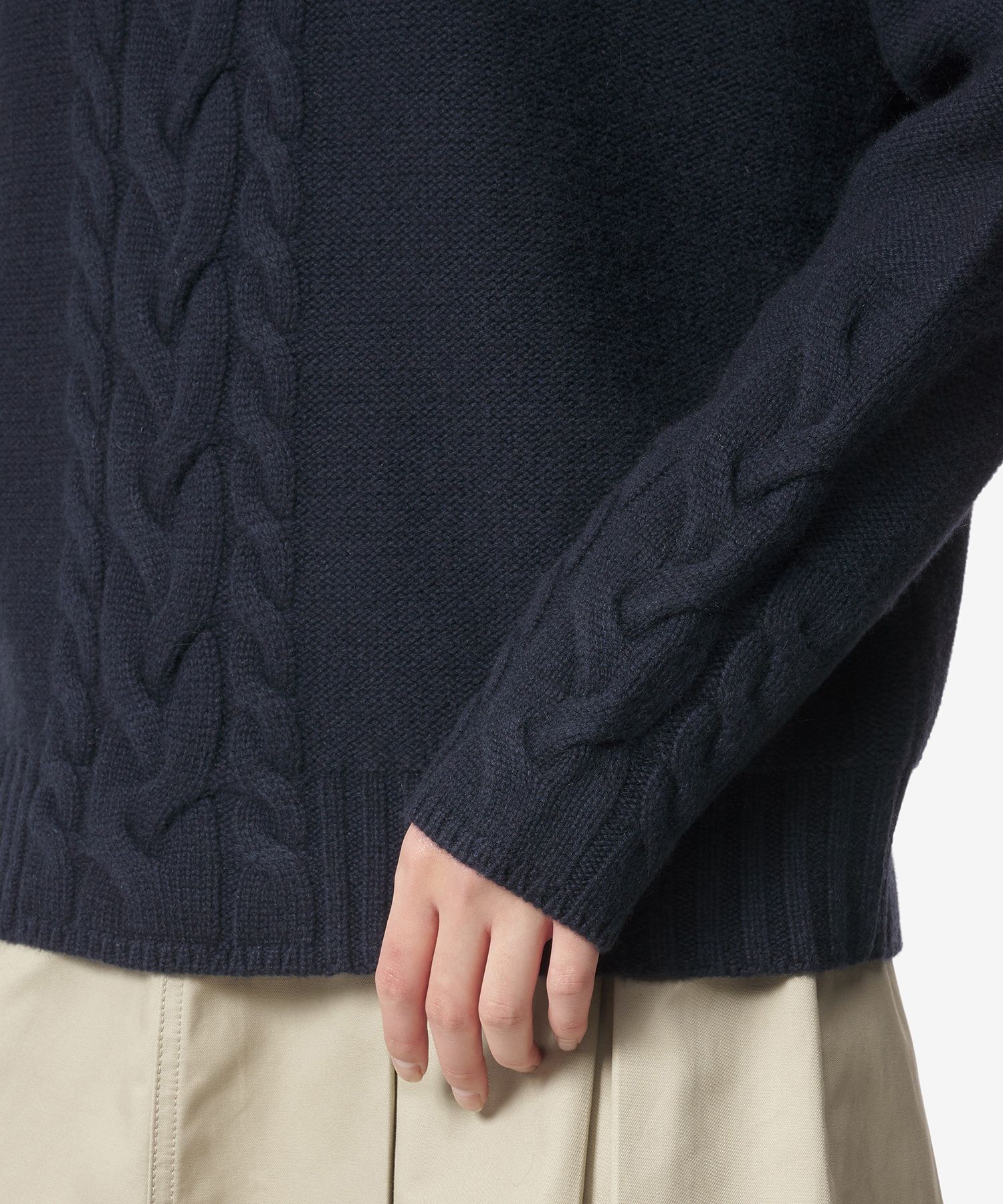 MUSINSA | S MAX MARA Anime Cable Knit Hood - Night Blue