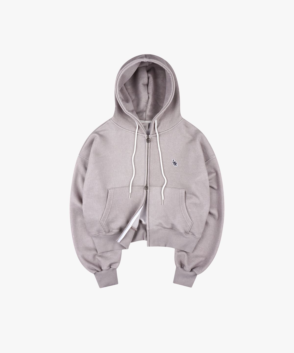로시로우(LOSSYROW) Lossy  Pigment Patch Hood Zip-Up_gray