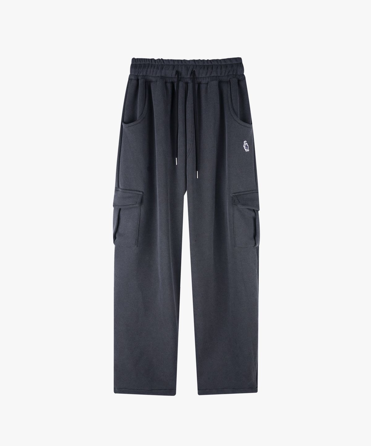 로시로우(LOSSYROW) Lossy  Pigment Patch Cargo Sweat Pants_charcoal