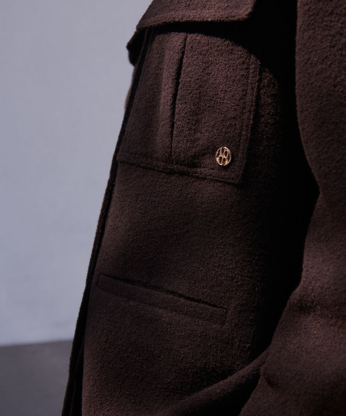 언뮤트(UNMUTE) SHIRTS DETAIL WOOL JACKET (BROWN)