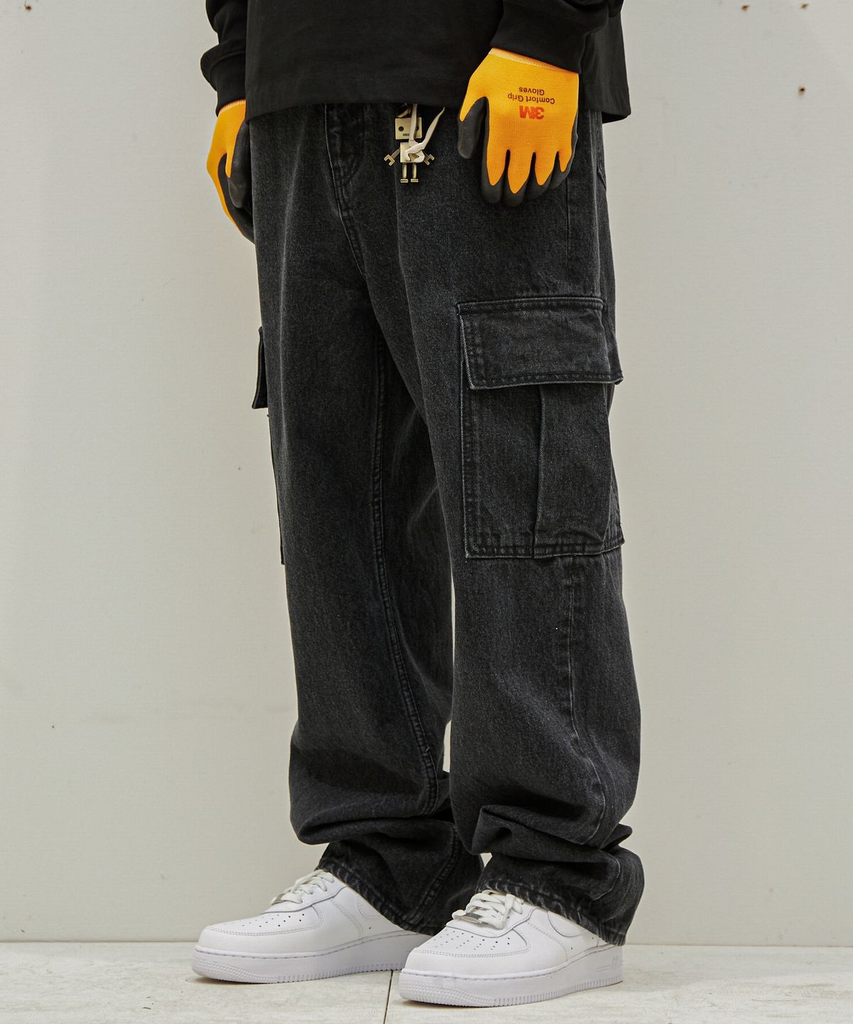 이스트서비스샵(eastserviceshop) Cargo Semi Denim Pants - Black