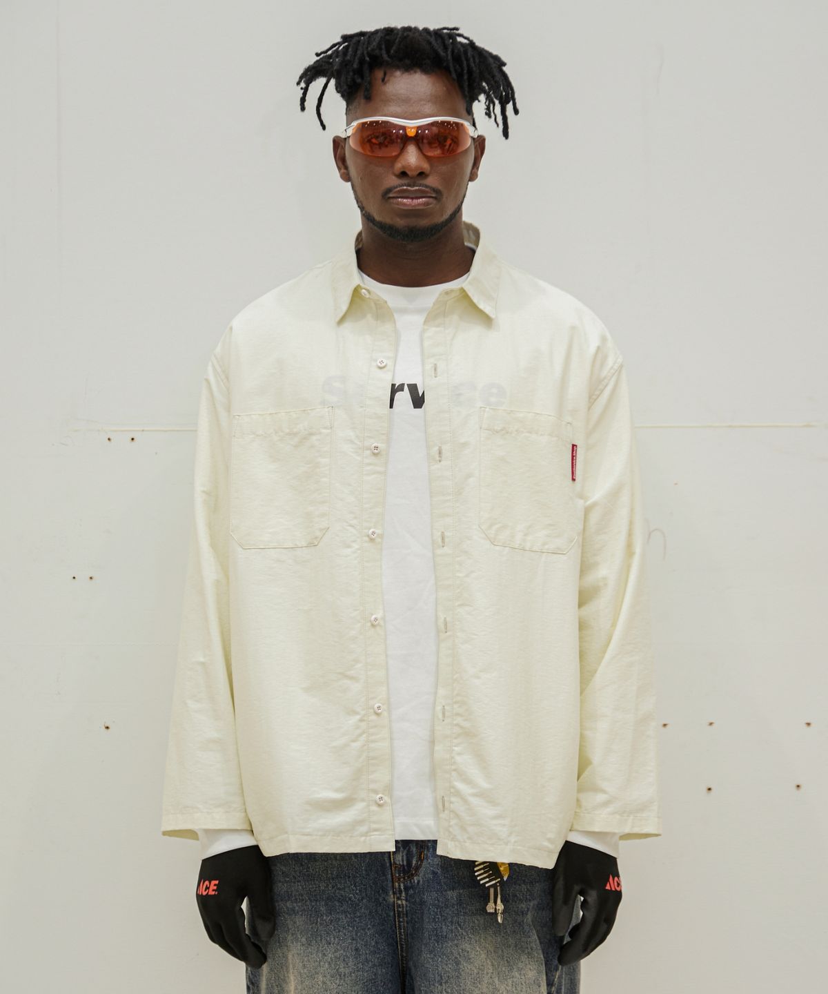 이스트서비스샵(eastserviceshop) Side Pocket Long Shirt - Off White