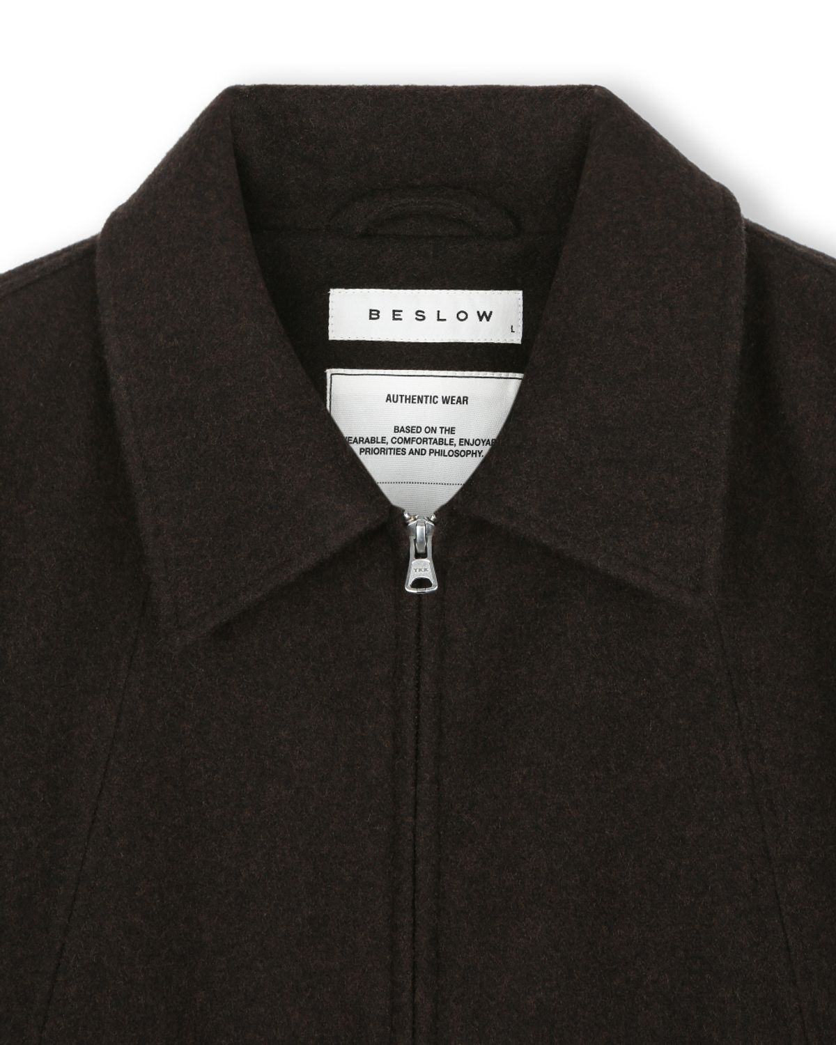 비슬로우(BESLOW) WOOL WIDE COLLAR HARRINGTON JACKET DARK BROWN
