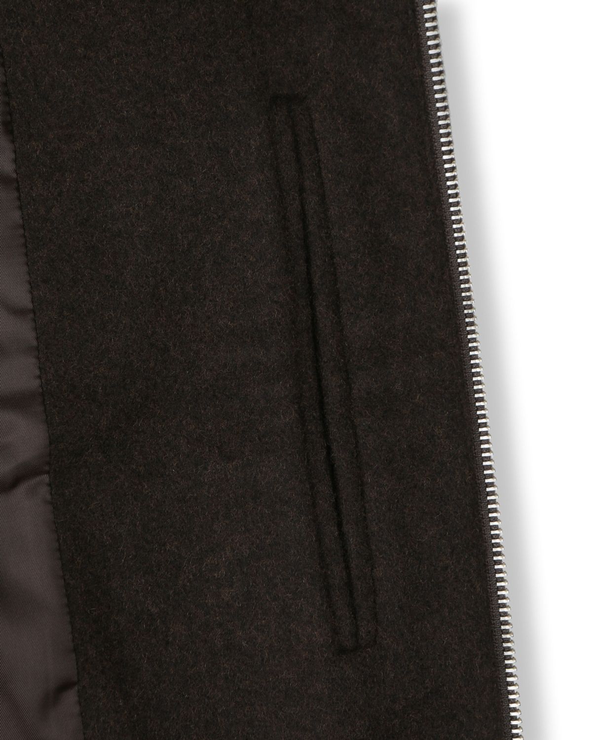 비슬로우(BESLOW) WOOL WIDE COLLAR HARRINGTON JACKET DARK BROWN