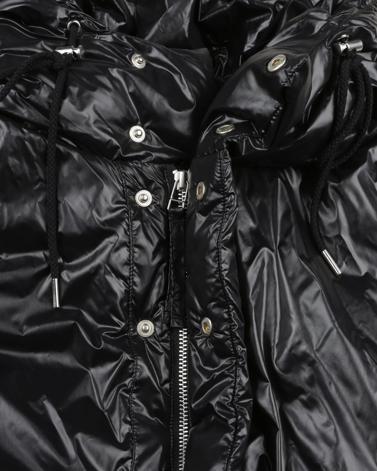 비슬로우(BESLOW) OVERSIZED M65 HOOD SHORT DOWN PARKA GLOSSY BLACK