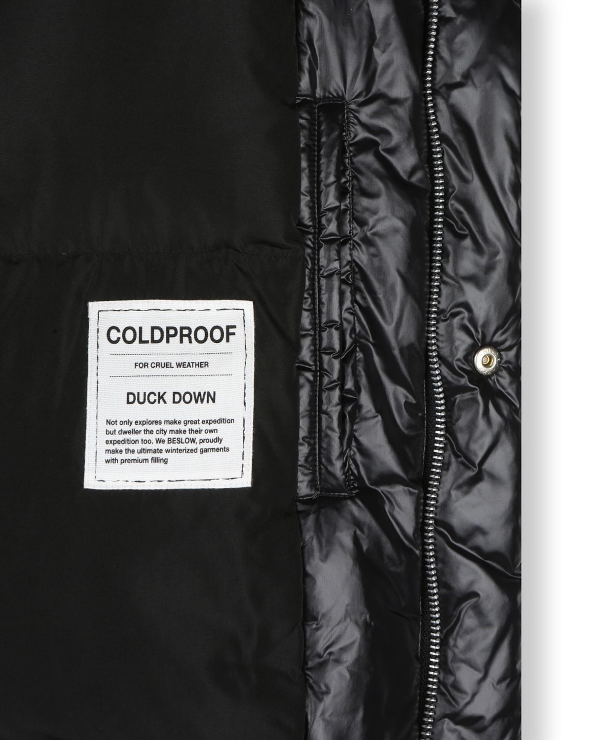 비슬로우(BESLOW) OVERSIZED M65 HOOD SHORT DOWN PARKA GLOSSY BLACK
