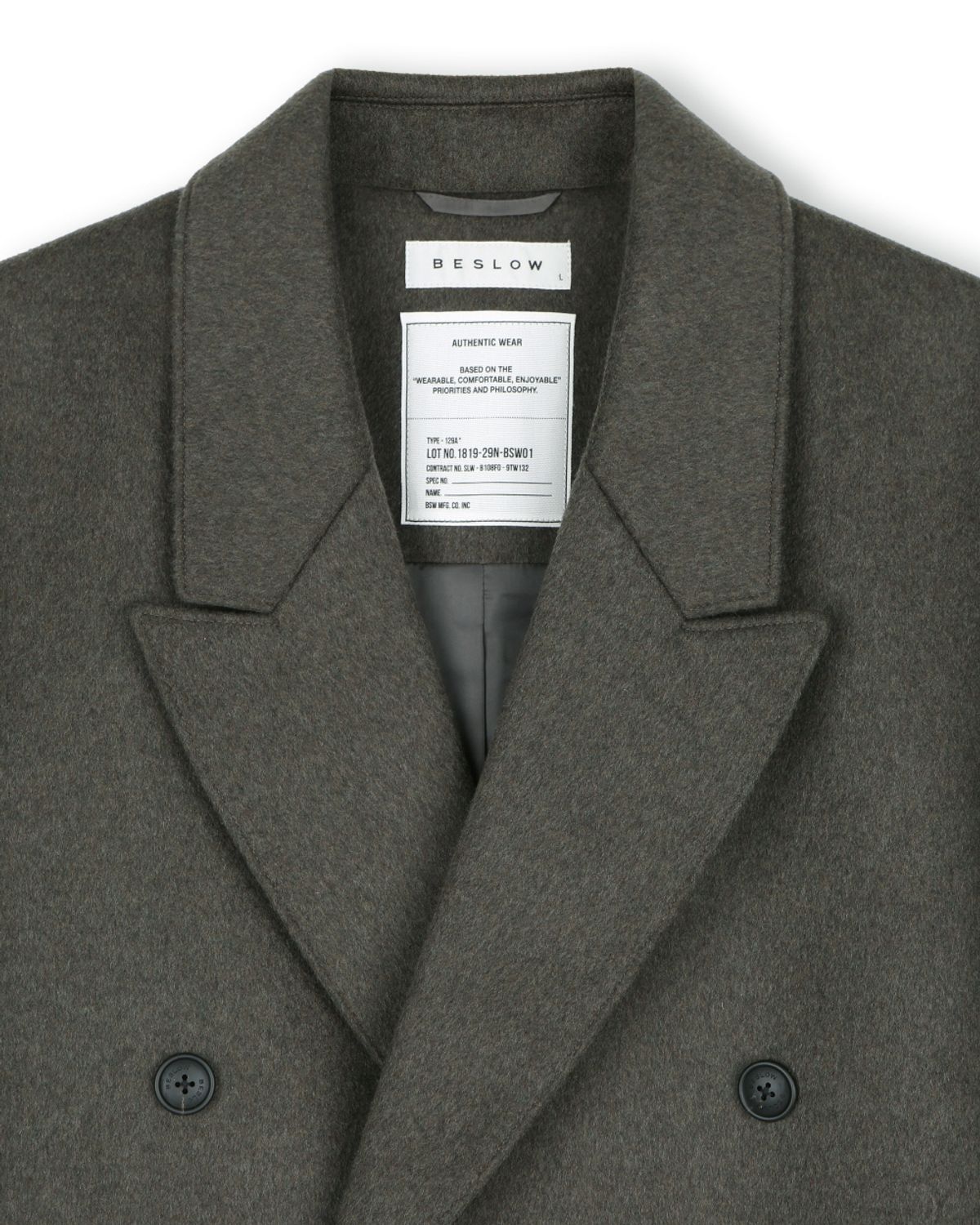 비슬로우(BESLOW) OVERSIZED CASHMERE DOUBLE BREASTED COAT DARK OLIVE