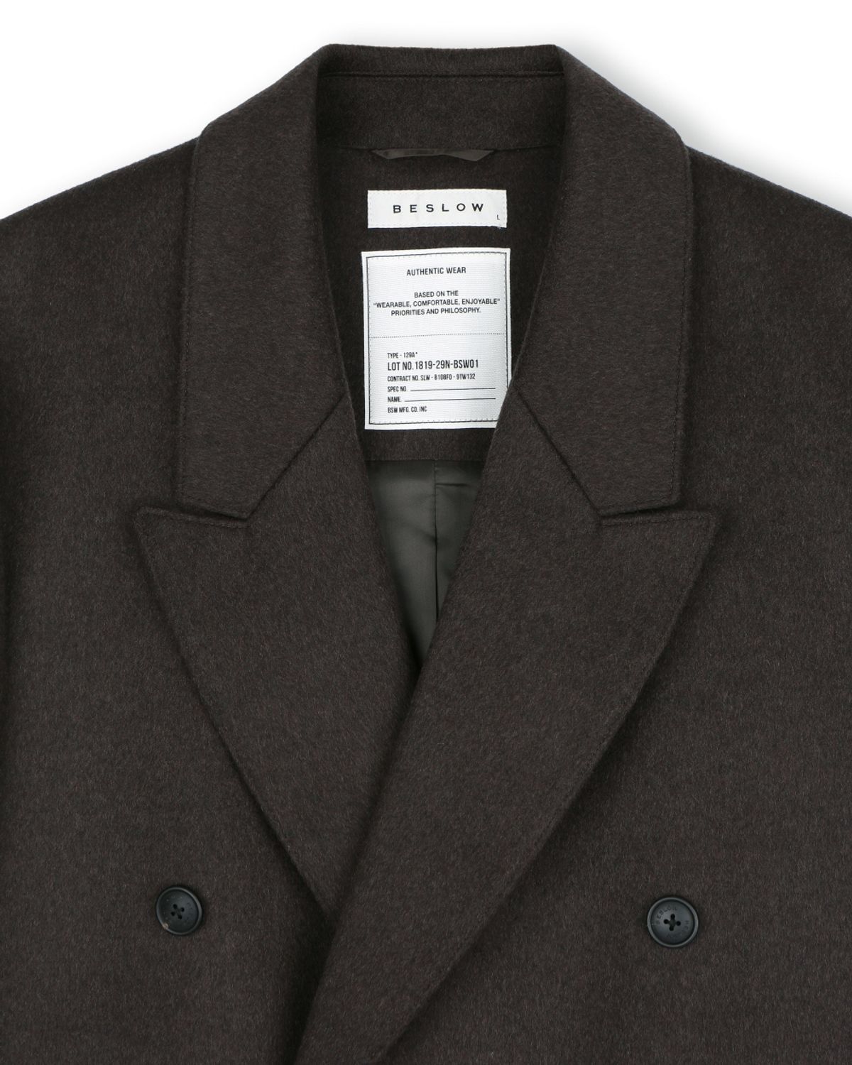 비슬로우(BESLOW) OVERSIZED CASHMERE DOUBLE BREASTED COAT MELANGE BROWN