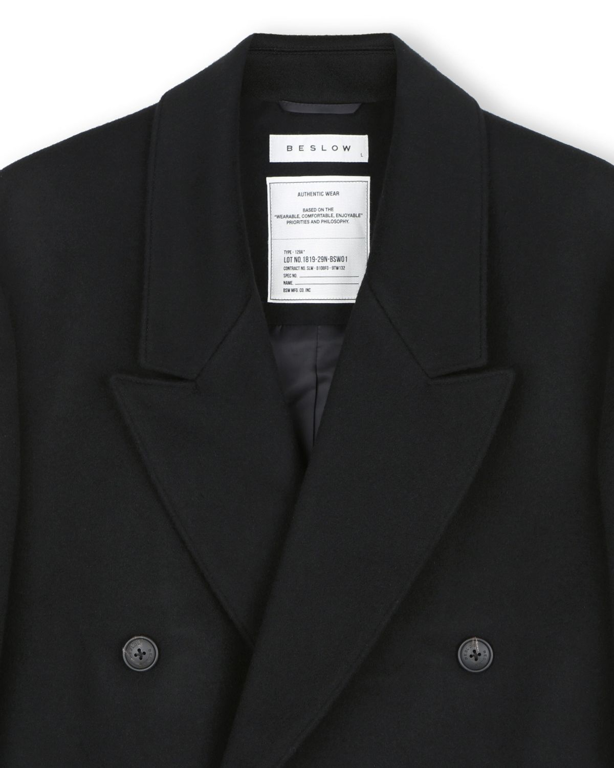비슬로우(BESLOW) OVERSIZED CASHMERE DOUBLE BREASTED COAT BLACK