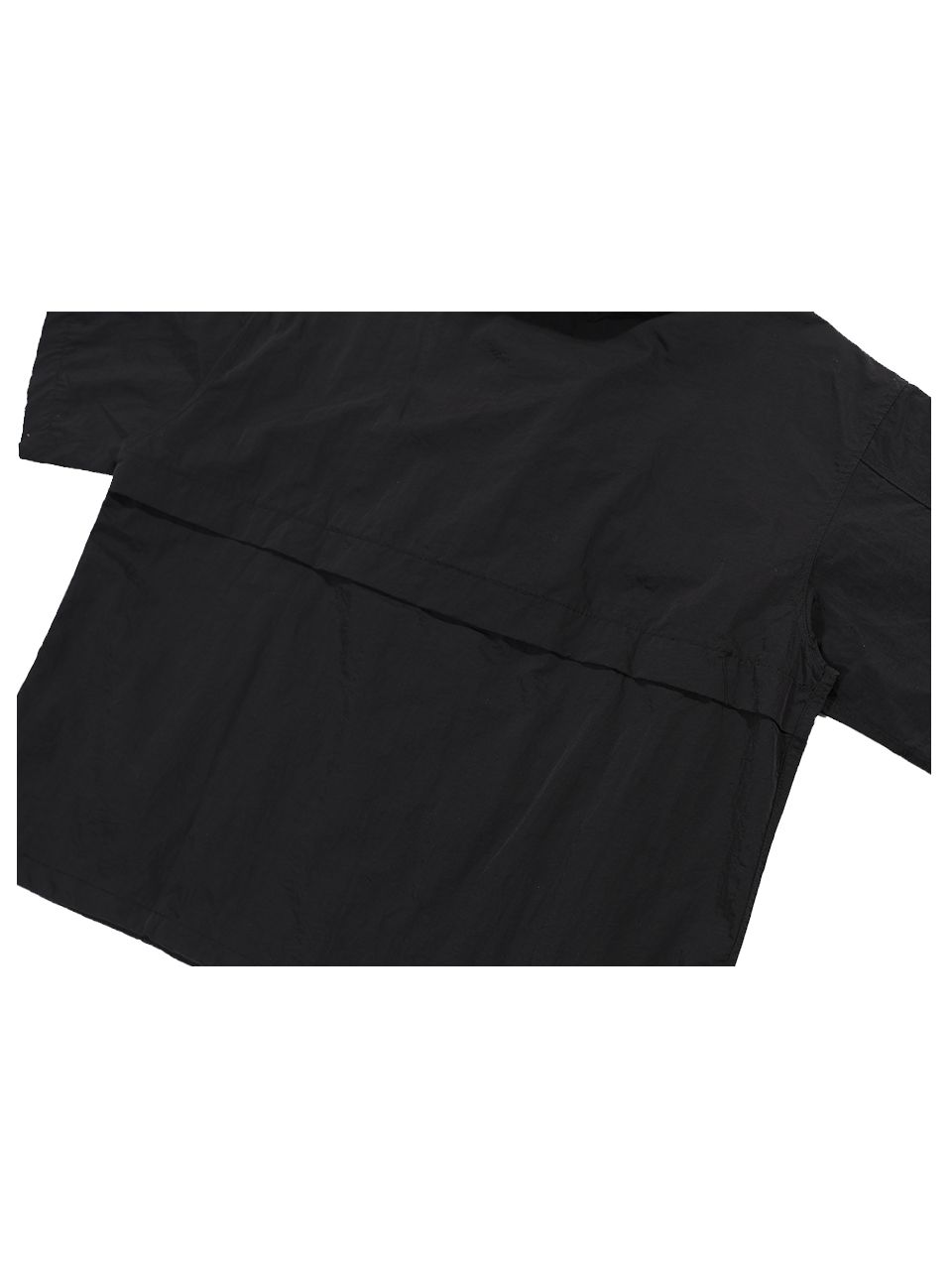 MUSINSA | GUBIN Nylon short sleeve hooded zip-up - black