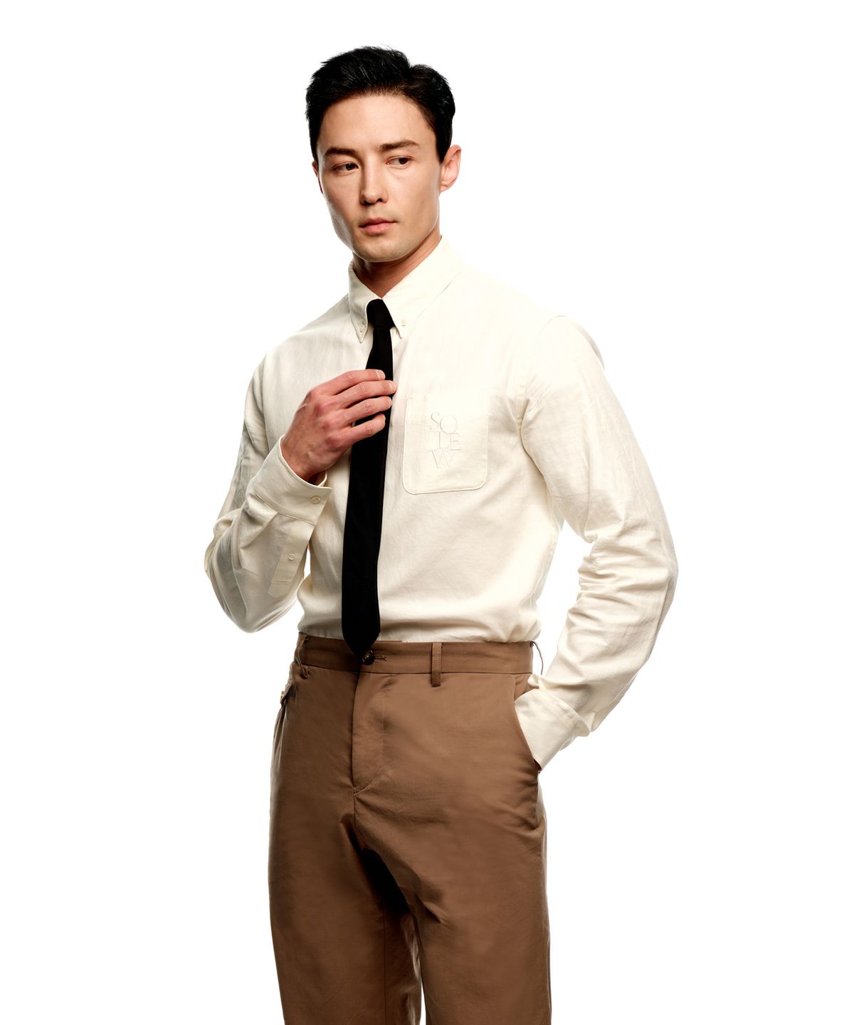 소루(SOLEW) 옥스포드 버튼 다운 셔츠_크림