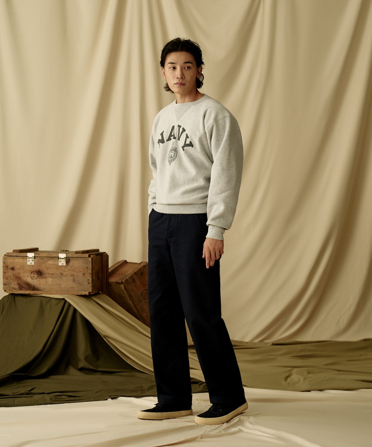 브론슨(BRONSON) US Naval Academy Reverse Weave Sweatshirt Grey
