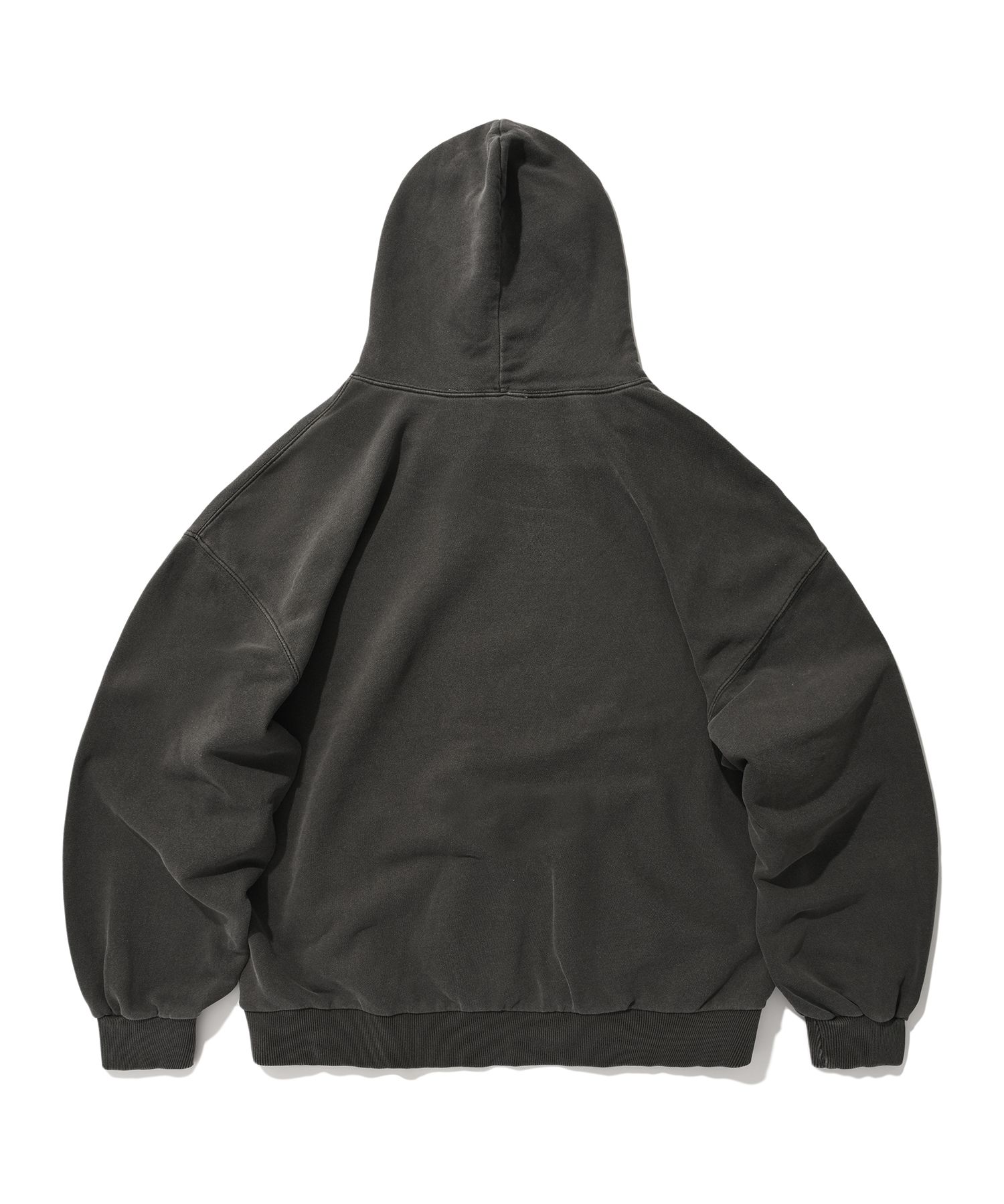 MUSINSA | SUADE WASHED LOGO HOODIE [PIGMENT BLACK]