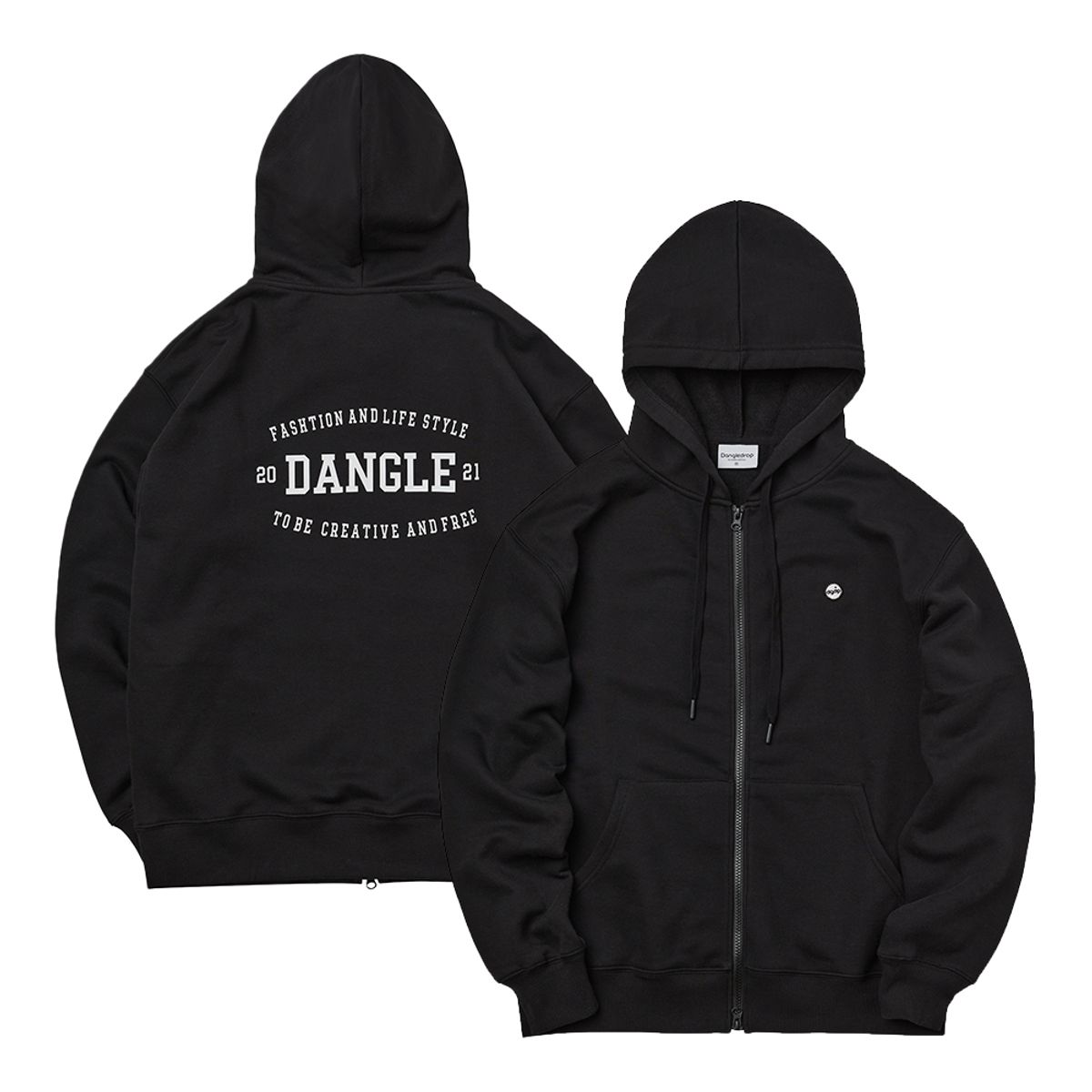 댕글드랍(DANGLEDROP) 댕글 로고 후드집업 블랙