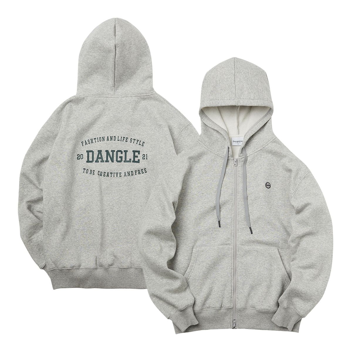 댕글드랍(DANGLEDROP) 댕글 로고 후드집업 멜란그레이