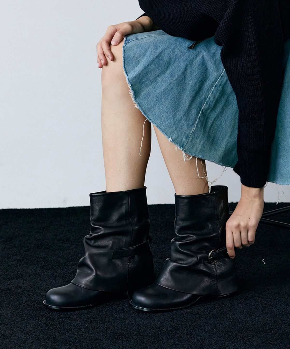 릴리슈(LILYSHOE) wens wrinkle boots_black