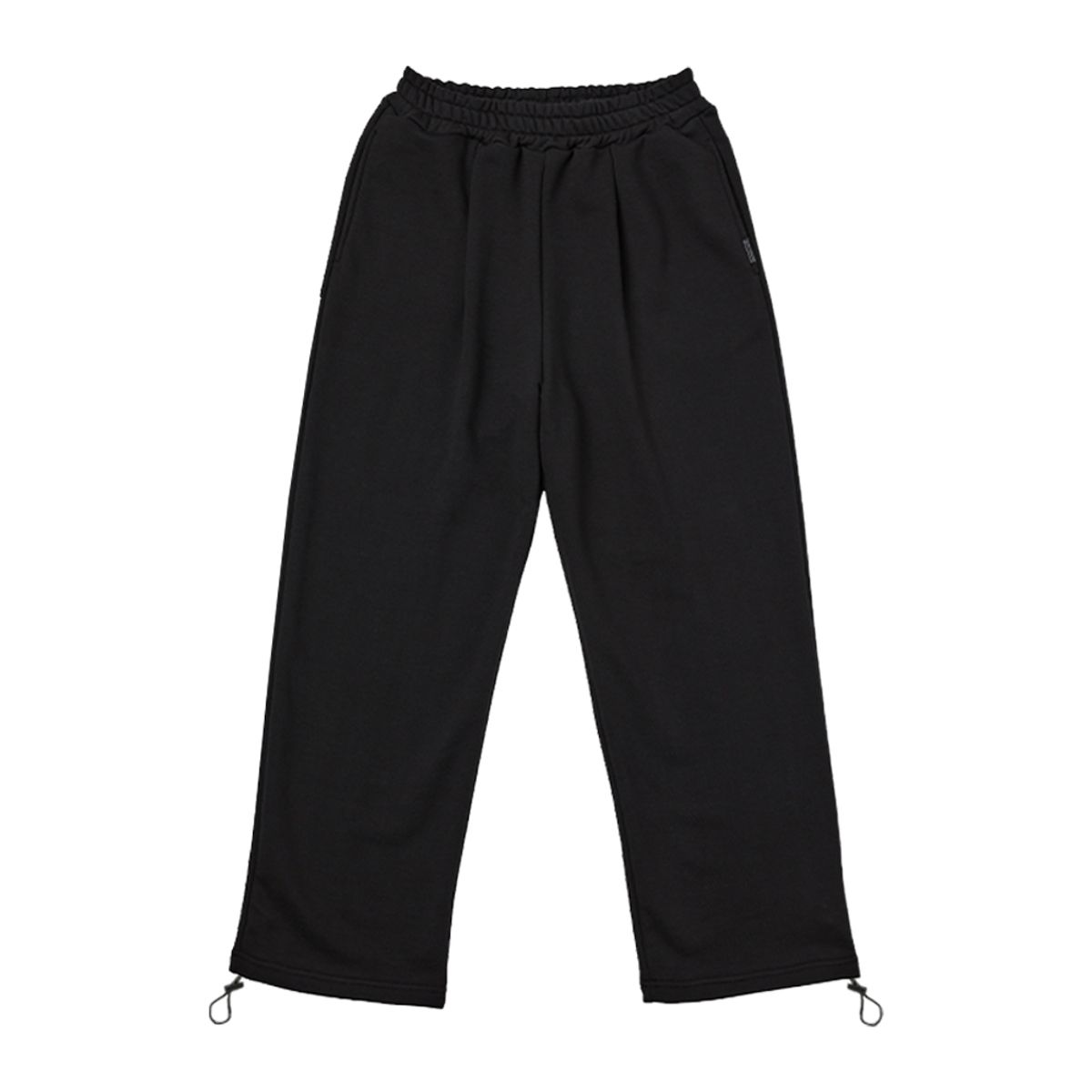 댕글드랍(DANGLEDROP) 자수 스웻 와이드 핏 팬츠 블랙