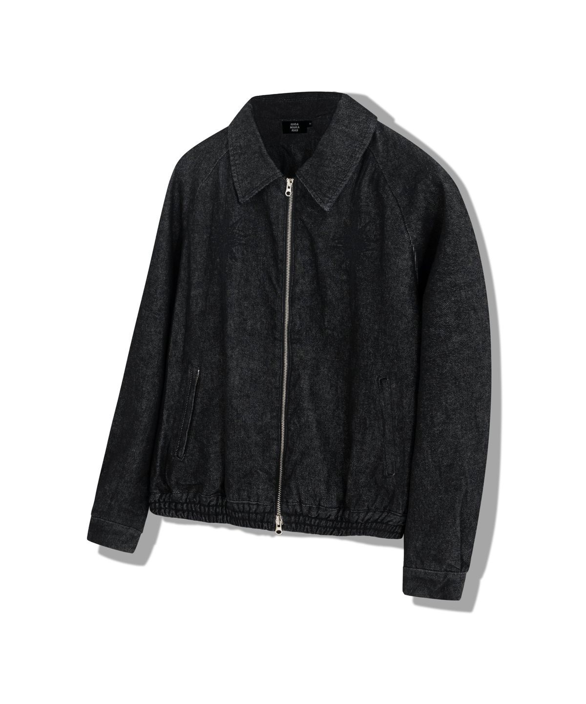 이우가마카라스(IUGAMAKARAS) Needlework Denim Raglan Jacket (Black)