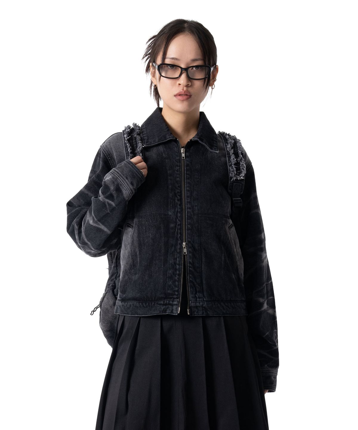 이우가마카라스(IUGAMAKARAS) Wrinkle Washed Denim Jacket (Black)