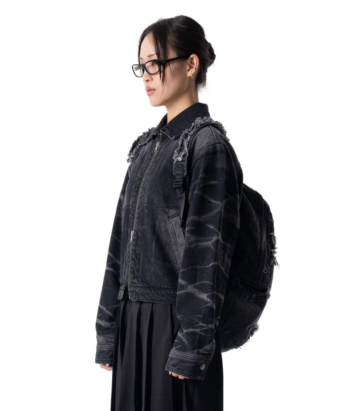 이우가마카라스(IUGAMAKARAS) Wrinkle Washed Denim Jacket (Black)