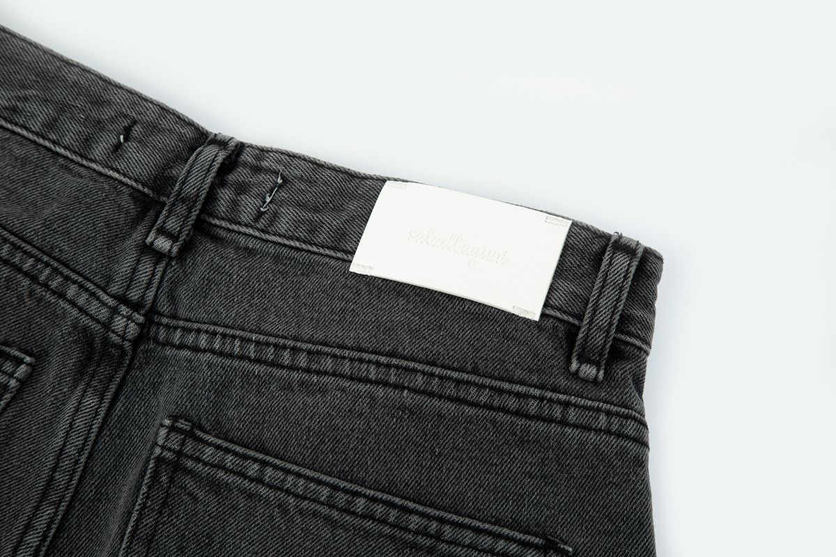 샐러드바구니(SALAD BAGUNI) Hotfix Semi Wide Denim Jeans_bleached black