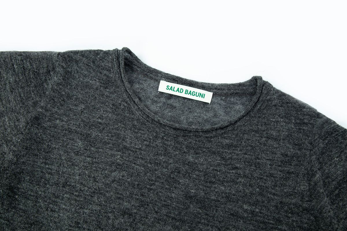 샐러드바구니(SALAD BAGUNI) Kidmohair Round Neck Pullover_charcoal