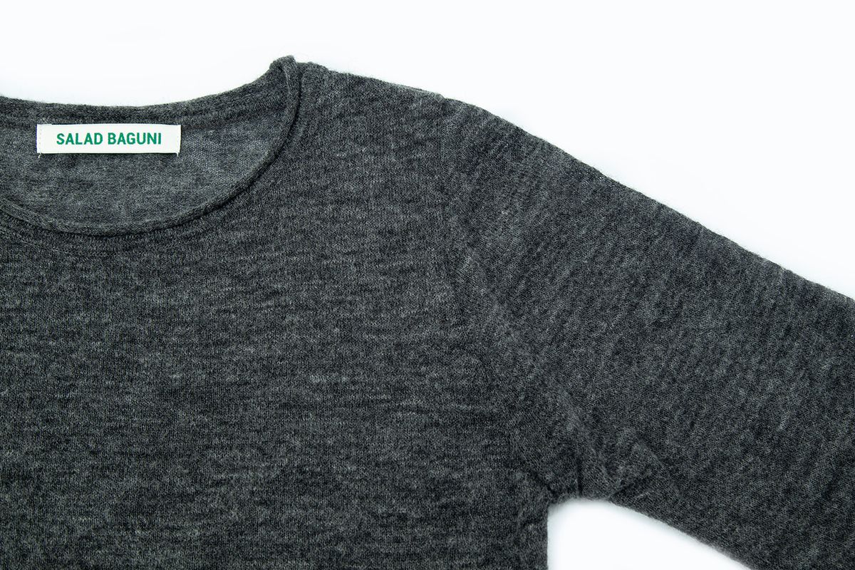 샐러드바구니(SALAD BAGUNI) Kidmohair Round Neck Pullover_charcoal