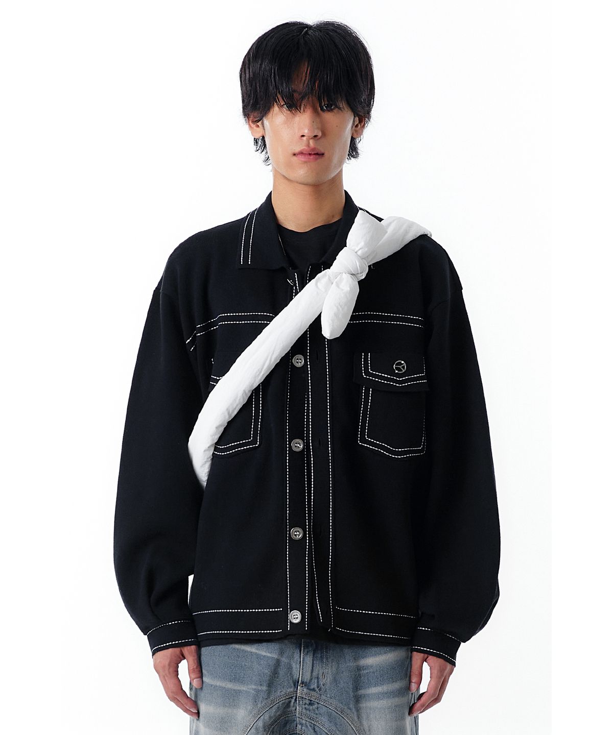 오픈야드(오와이)(OPENYARD(OY)) PADDING TIE CROSS BAG-WHITE