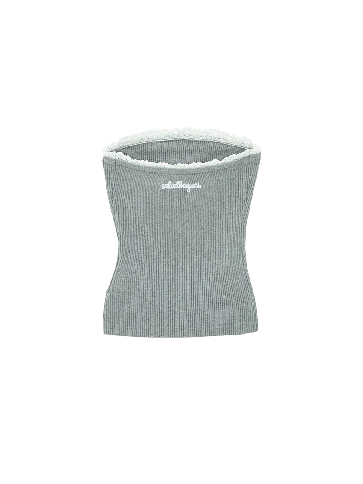 샐러드바구니(SALAD BAGUNI) Logo Frill Knit Tube Top_gray