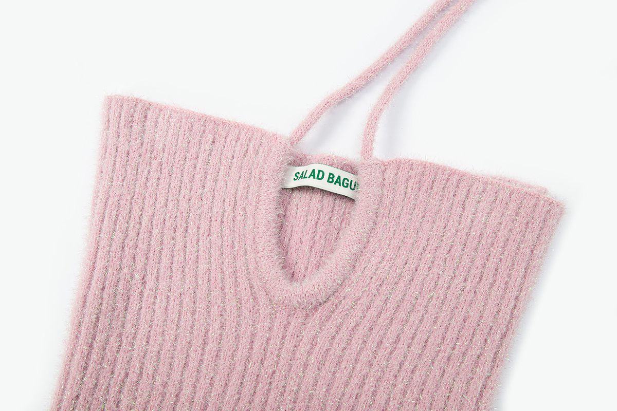 샐러드바구니(SALAD BAGUNI) Metalic Halter Neck String Top_pink