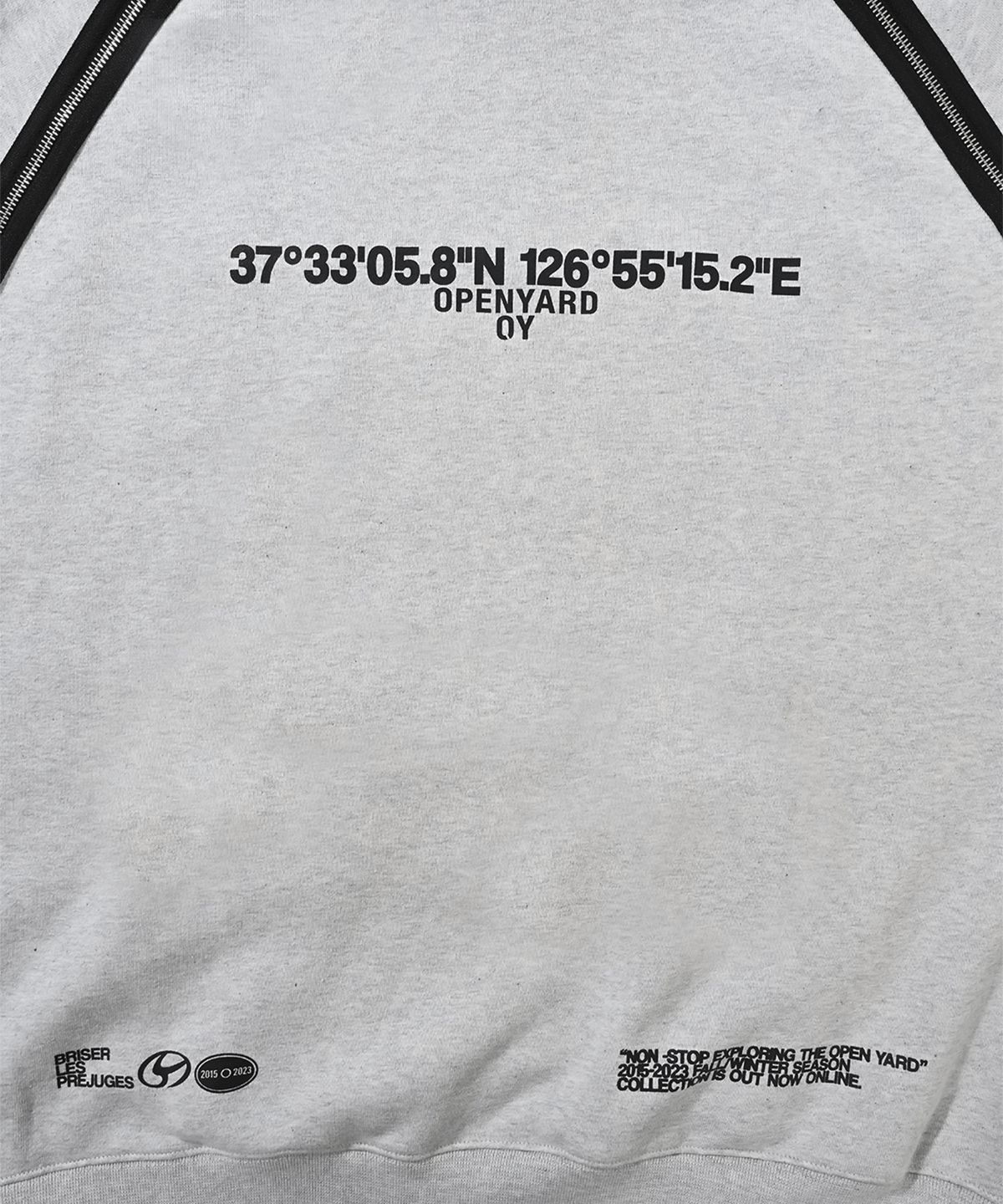 오픈야드(오와이)(OPENYARD(OY)) W.L BACK ZIPPER RAGLAN HOODIE-GREY