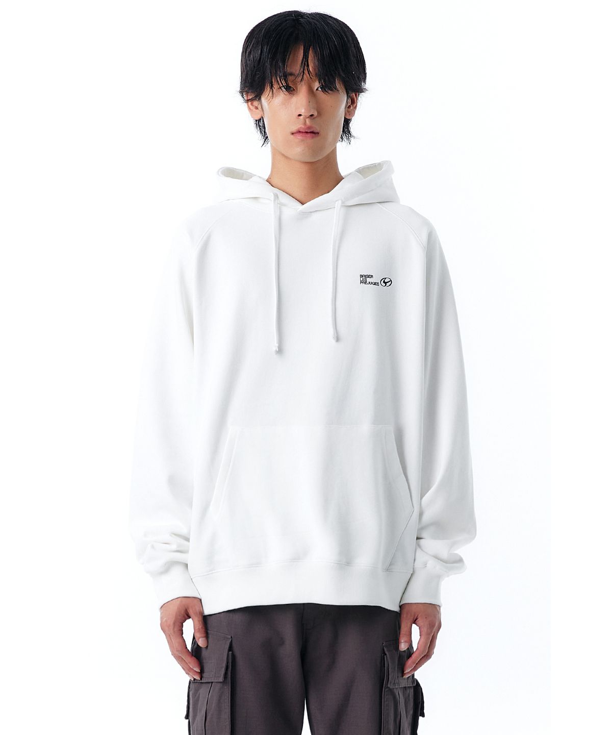 오픈야드(오와이)(OPENYARD(OY)) W.L BACK ZIPPER RAGLAN HOODIE-WHITE